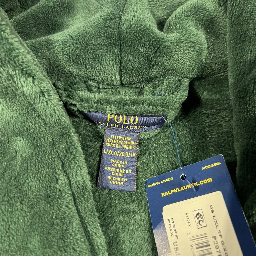 Polo Ralph Lauren Plush Bath Robe Men L/XL Sleepwear Microfiber Shawl Collar NEW